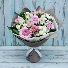 Букет цветов из:  Герберы, Альстромерии и Хризантемы в Мещерино