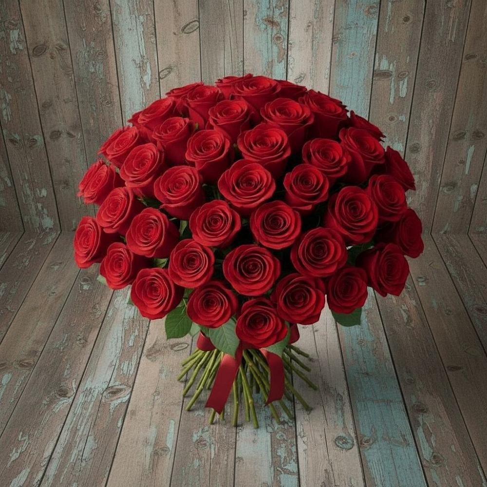Букет 55 Красных роз Фридом в Мещерино