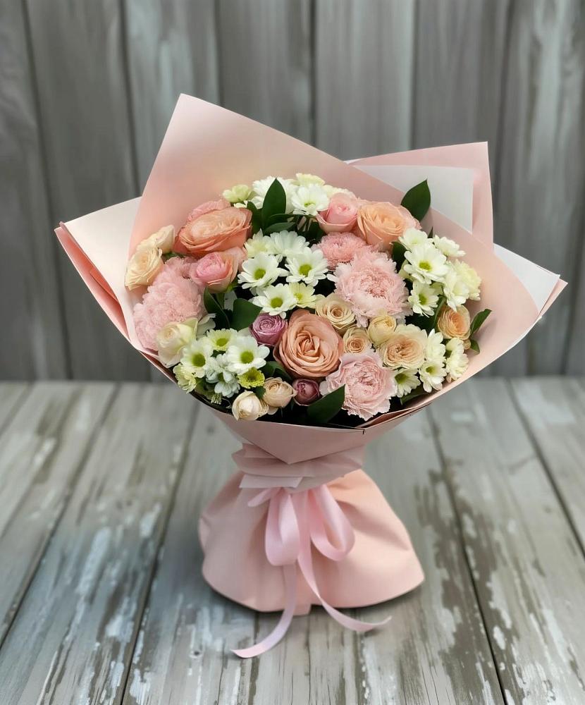 Букет цветов из: Гвоздики, Розы и Хризантемы в Мещерино