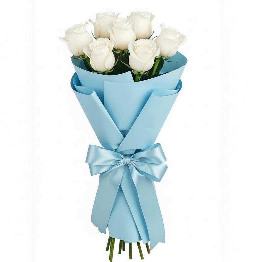 Букет 7 белых роз Проуд в Мещерино