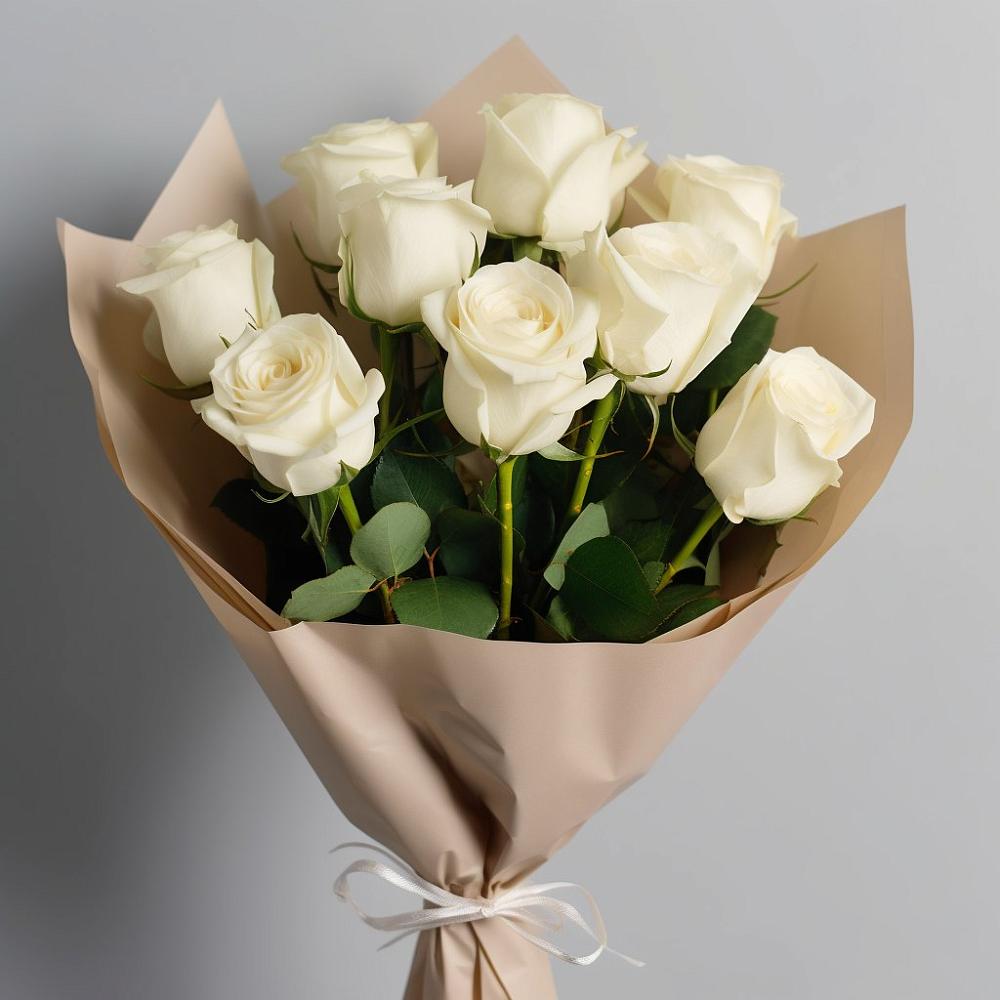 Букет 9 Белых роз Эдлесс Лав в Мещерино