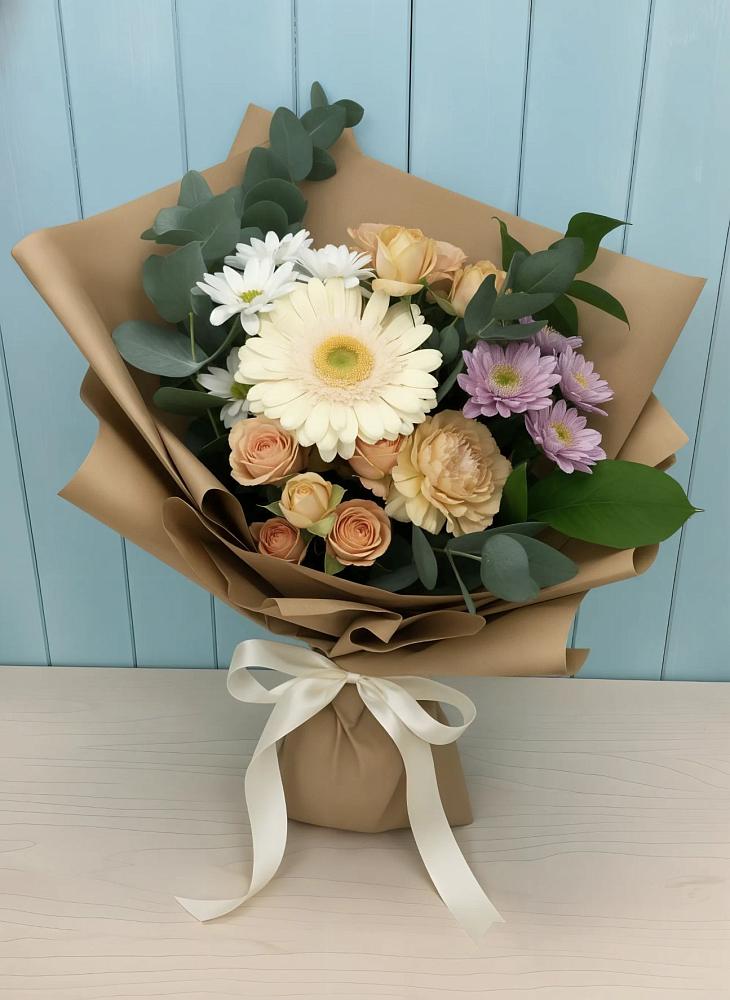 Букет цветов из: Герберы и Хризантемы в Мещерино