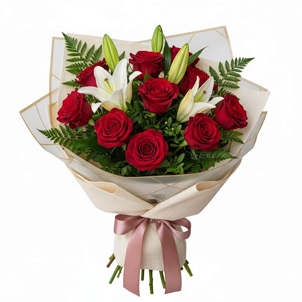 Букет цветов из: Лилии и Розы в Мещерино