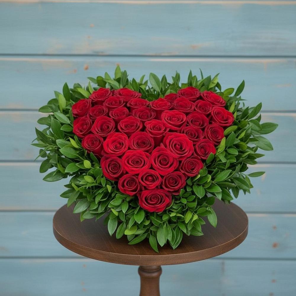 Цветочная композиция из Розы в виде сердца в Мещерино