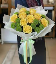 Букет цветов из:  Хризантемы и Розы в Мещерино