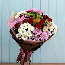 Букет цветов из:  Розы, Хризантемы и Альстромерии в Мещерино