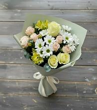 Букет цветов из:  Альстромерии, Розы и Хризантемы в Мещерино