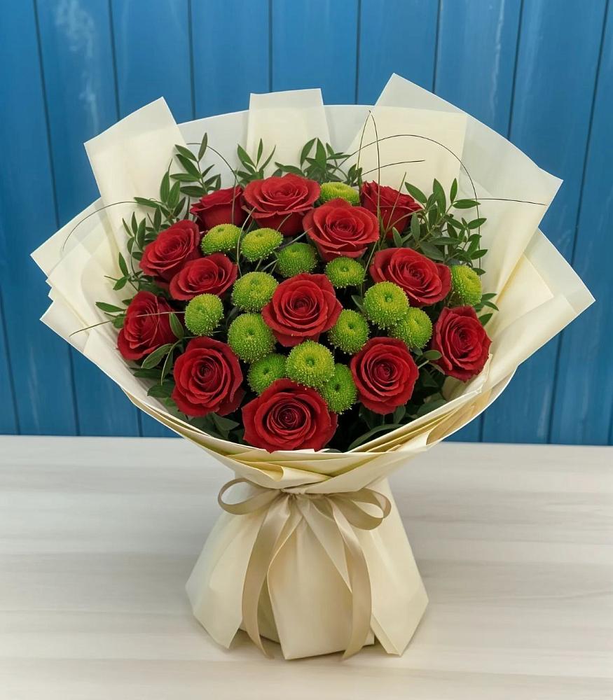 Букет цветов из: Розы и Хризантемы в Мещерино